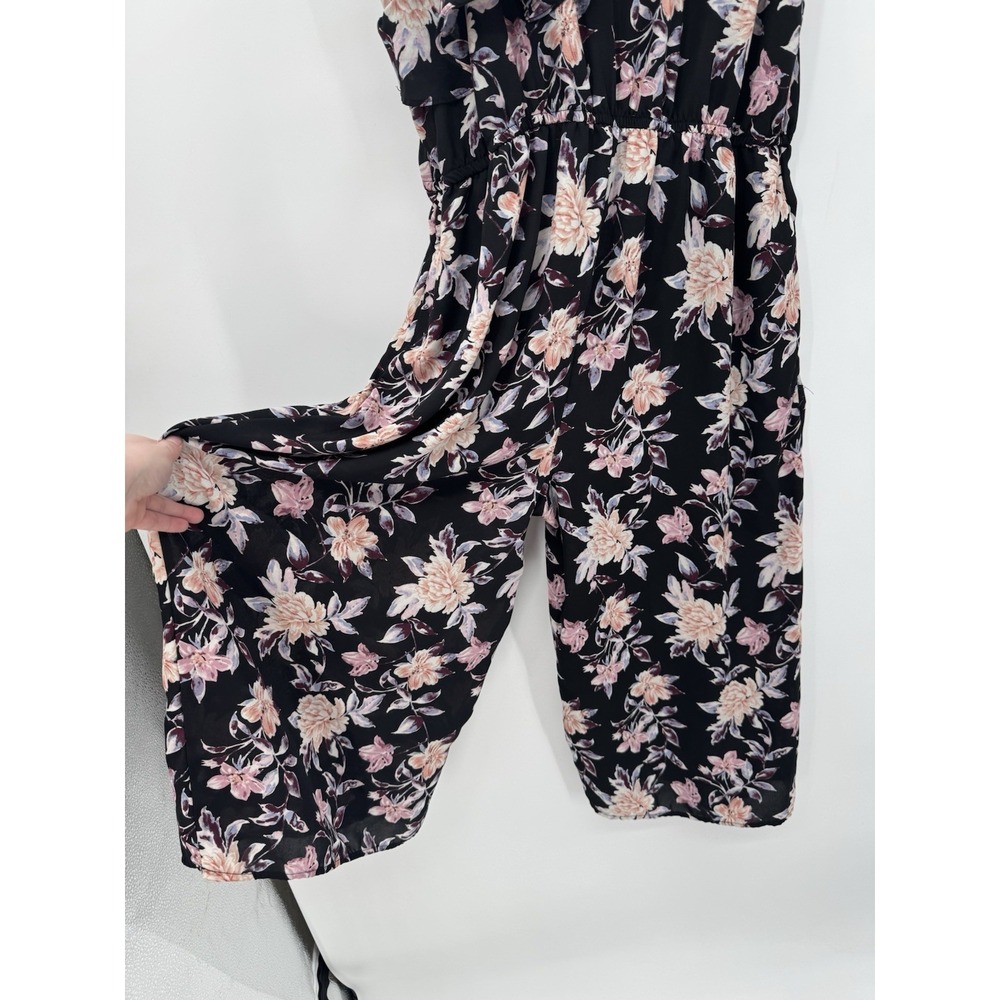 Xhilaration Multicolor Floral Ruffle Faux Wrap Sleeveless Wide Leg Jumpsuit XL - Picture 6 of 12